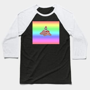 Snowman and Sloth - Pastel Gradient Rainbow Baseball T-Shirt